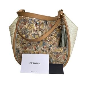 Brahmin Marianna Large Leather Poppy Seed Allendale Designer Handbag pristine